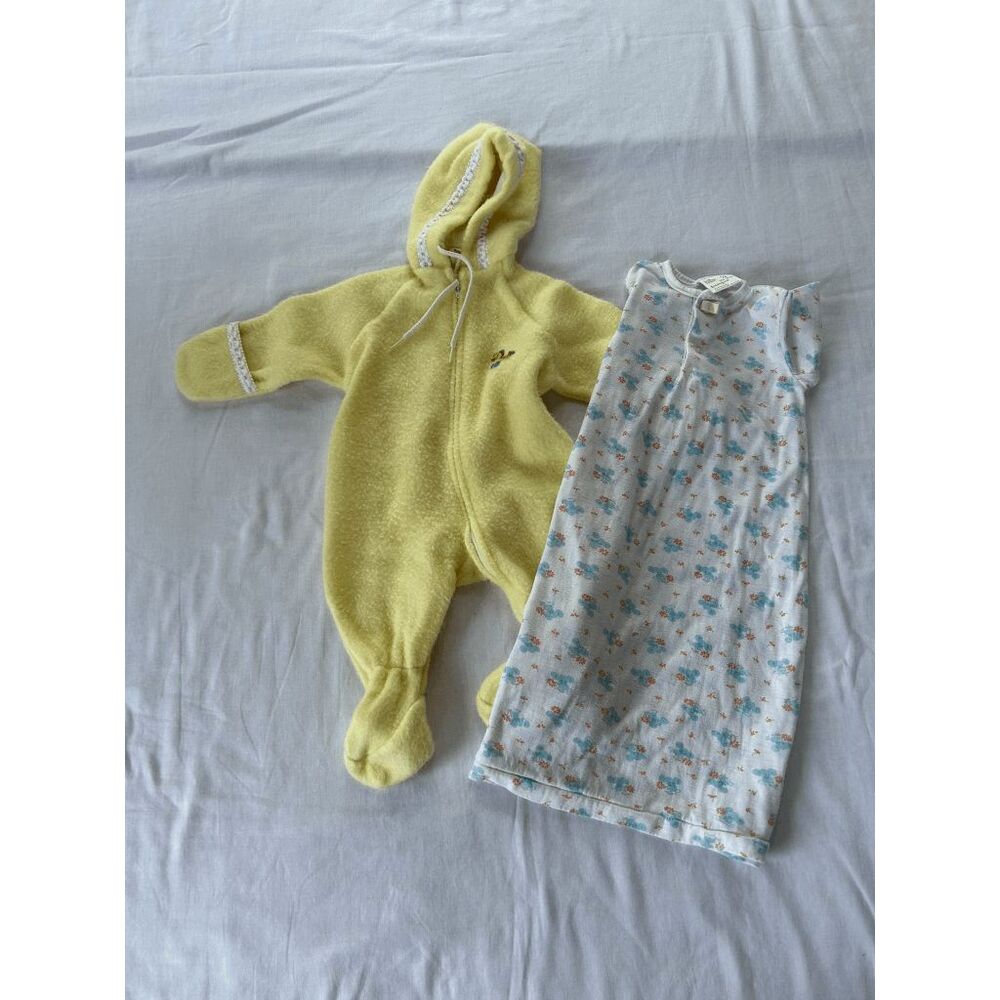 Vintage 1980's Baby/Toddler Sleepwear Set, 3-6 Month Footed Pajamas, Dress